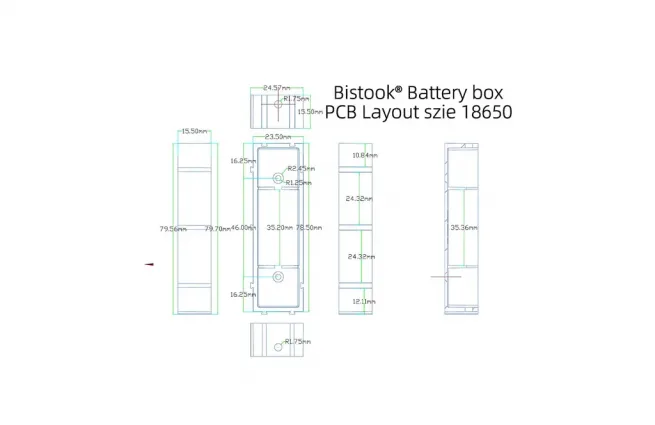 1 Slot 18650 Battery Holder PCB LayoutSlot Size