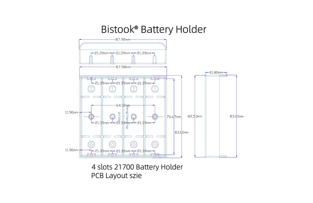 4-slots-21700-battery-holder-06 21700 battery holder PCB layout size
