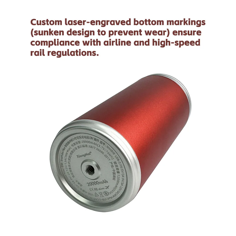 DIY Power Bank Kit Compatible with 4680 46950 46120 Batteries - 36W Fast Charge & Detachable Aluminum Case